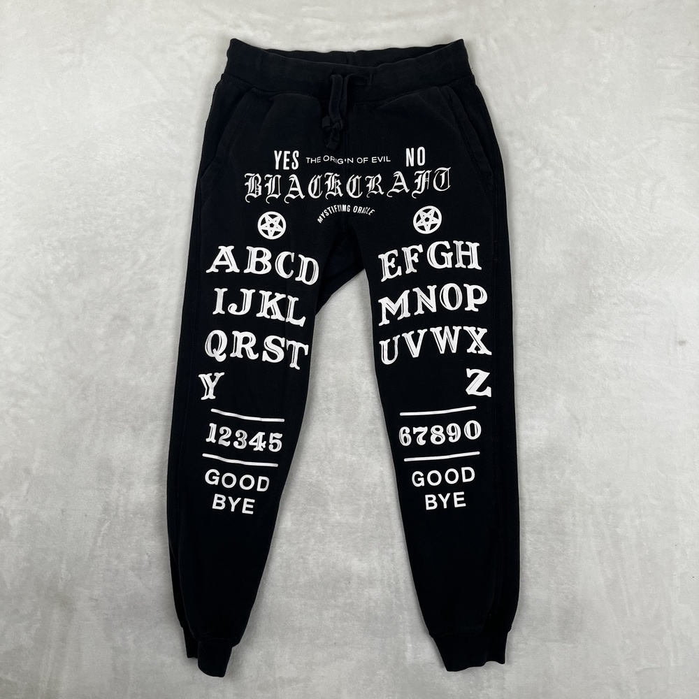 Black Craft Sweatpants Mens Small Black Ouija Board Joggers Gothic Occult Pants
